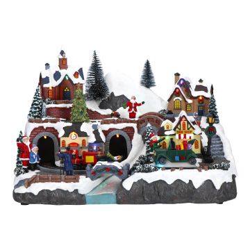 Village with fiber river animated