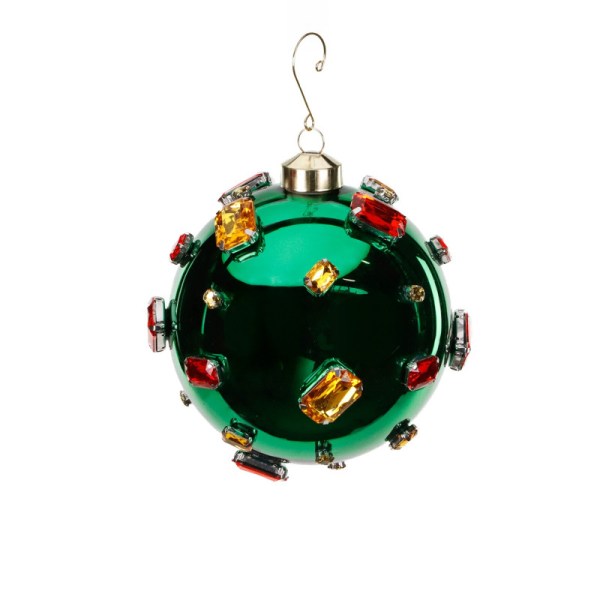 GLSS 3D JEWEL BALL GREEN/RED/GOLD 13.5 CM