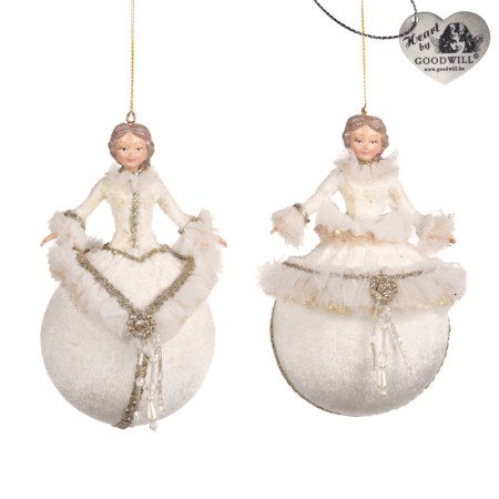 + FROZEN IN TIME LADY ON BALL ORN ASS/2 WH 14,5CM