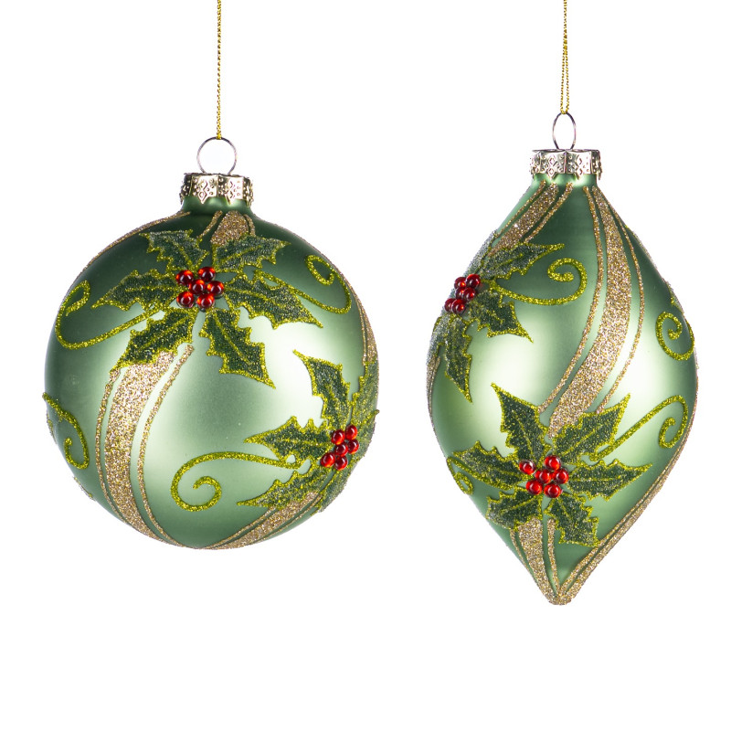 GLSS GLT HOLLY BALL/FIN.ORN ASS/2 GRN 11,5CM