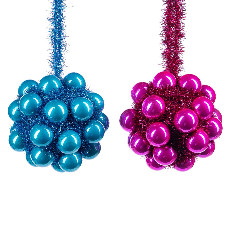 GLSS/TINS.BALLS CLUST.BALL ASS/2 BLU/PNK 11CM