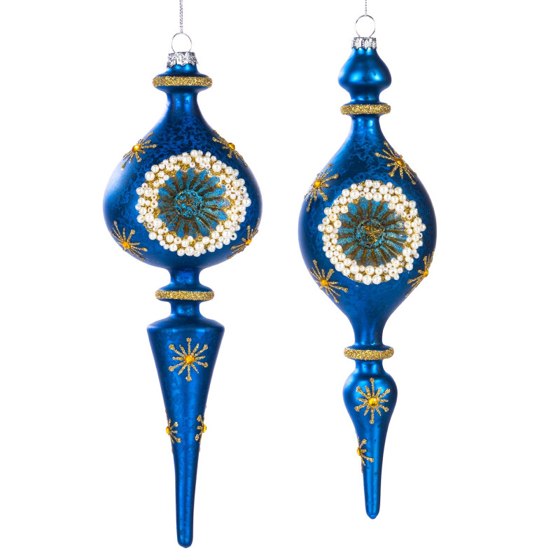 GLSS PEARL REFL.FIN.ORN ASS/2 BLU/GLD/WH 28CM
