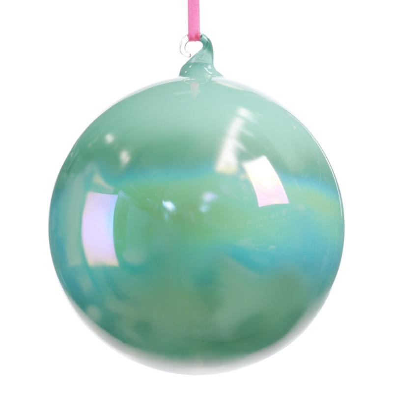 GLSS IR.BALL ON RIBBON GRN/PNK/MULTI 15CM