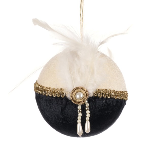 + FABR.PLUME ART DECO BALL CRM/BLK 10CM