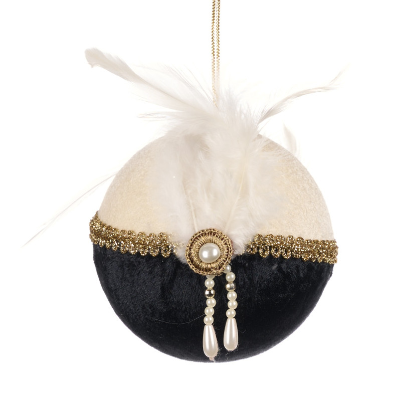 + FABR.PLUME ART DECO BALL CRM/BLK 10CM