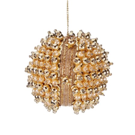 + 3D BEAD COVERED TRIM BALL GLD 8CM