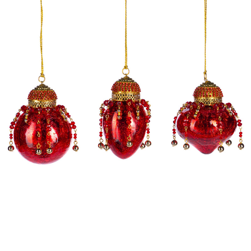 GLSS DANGL.BEADS BALL/FIN.ORN ASS/3 RD 9CM