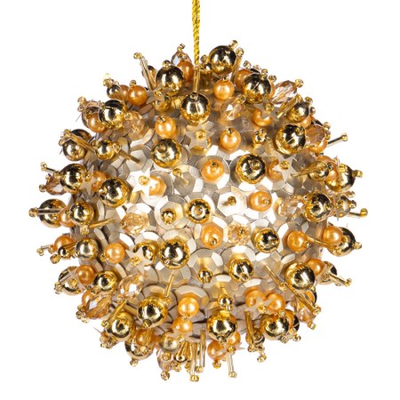 SEQ.STAR/BEAD.COVERED BALL GLD 10CM