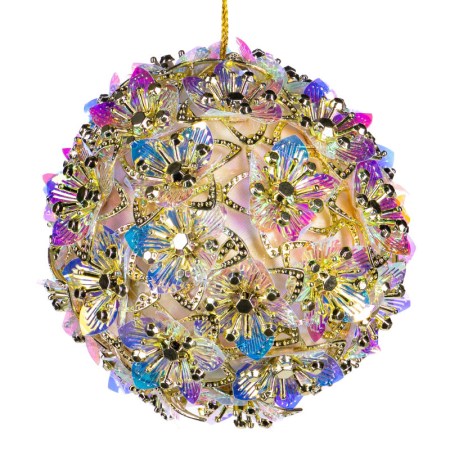 IR.3D FLOWER BALL GLD/MULTI 10CM