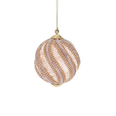 + VELV.JEWEL.SWIRL TRIM BALL CRM/GLD 10CM