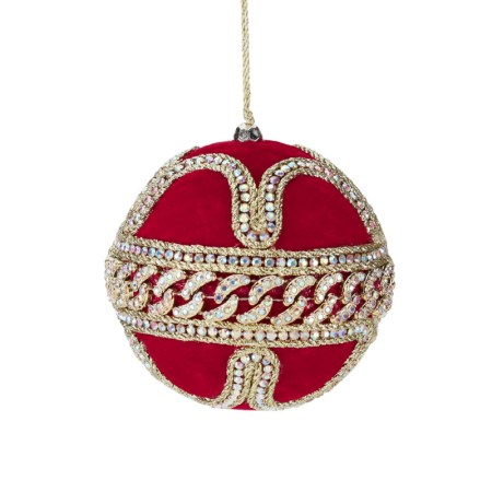 + VELV.JEWEL.TRIM/SWIRL BALL RD/GLD 10CM