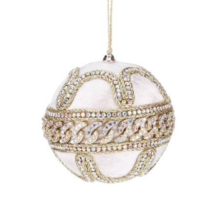 + VELV.JEWEL.TRIM/SWIRL BALL CRM/GLD 10CM