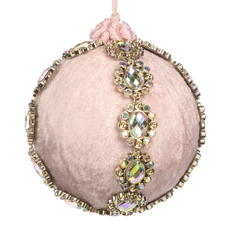 FABR.OVAL JEWEL TRIM BALL LT PNK 10CM