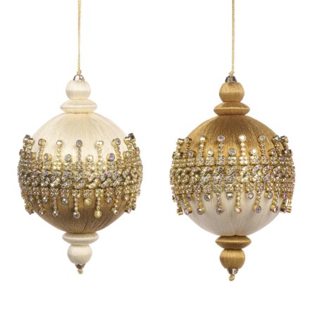 JEWEL TRIM/YARN BALL ASS/2 GLD/CRM 10CM