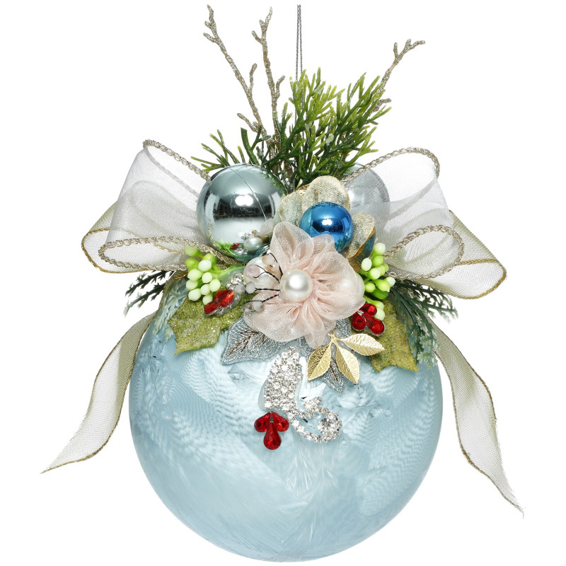 + GLSS JEWEL FLORAL BALL LT BLU/MULTI 12,5CM