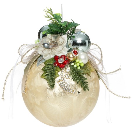 + GLSS JEWEL FLORAL BALL CRM/MULTI 12,5CM