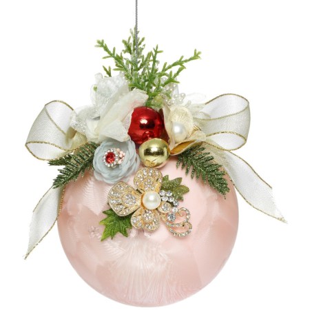 + GLSS JEWEL FLORAL BALL LT PNK/MULTI 12,5CM