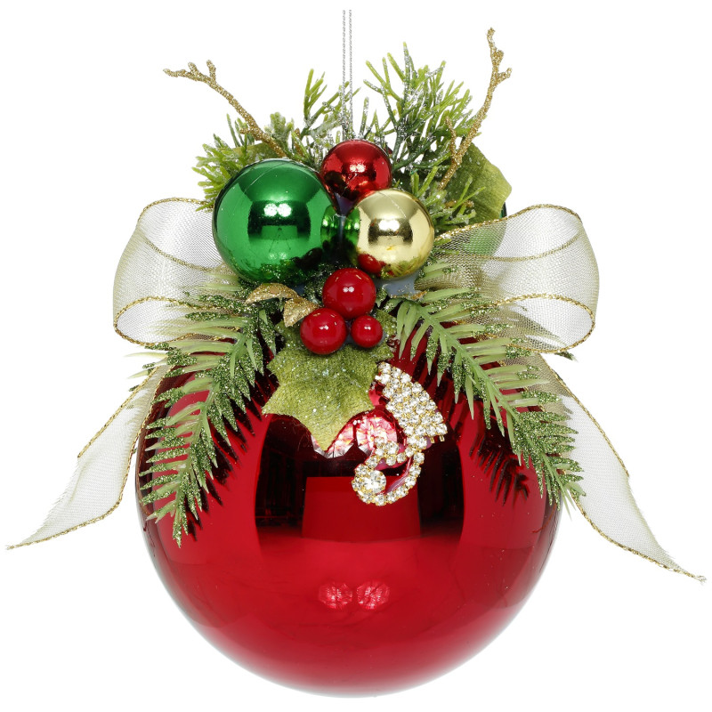 + GLSS JEWEL FLORAL BALL RD/MULTI 12,5CM