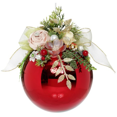 + GLSS JEWEL FLORAL BALL RD/MULTI 15CM