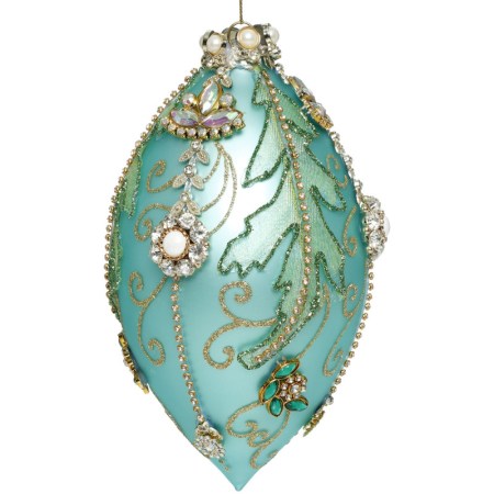 + GLSS KINGS JEWEL FINIAL ORN BLU/GRN 20,5CM