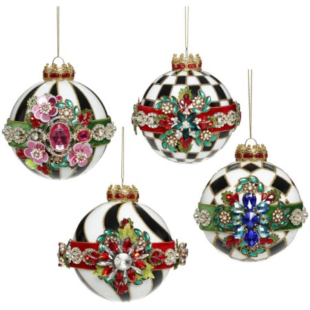 TIMELESS JEWELED BALL ORN BOX/4