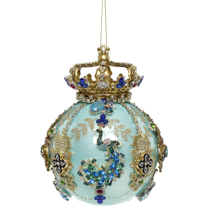 CROWN JEWELS BALL ORN TURQ 18CM