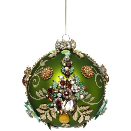 KINGS JEWEL BALL ORN GRN 13CM