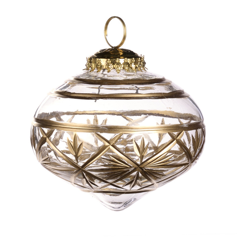 GLSS MET.CAP ENGR.STAR/NET ONION ORN CLR/GLD 10CM