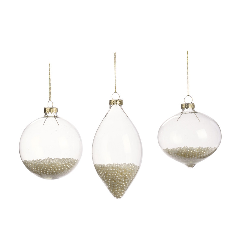 GLSS PEARL FILL.BALL/FIN.ORN ASS/3 CLR/CRM 8CM