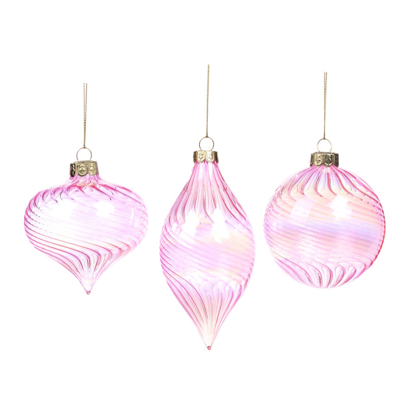 GLSS IR.SWIRL BALL/FIN.ORN ASS/3 PNK/MULTI  8CM