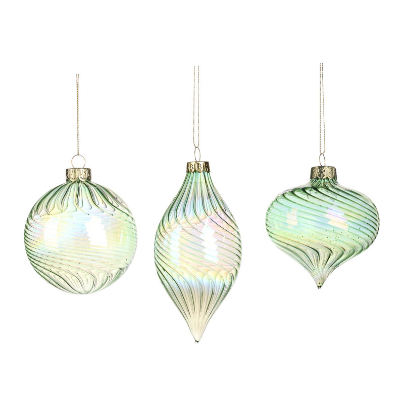 GLSS IR.SWIRL BALL/FIN.ORN ASS/3 GRN/MULTI 8CM