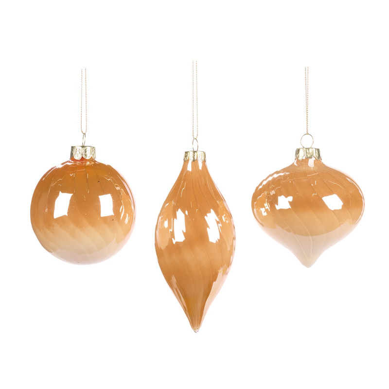 GLSS SWIRL BALL/FIN.ORN ASS/3 GLD/CRM/YL 8CM