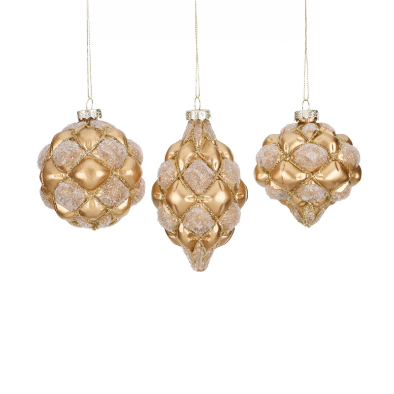 GLSS ANT.3D NET BALL/FIN.ORN ASS/3 GLD 8CM