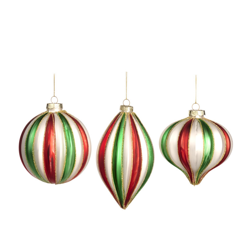 GLSS 3D STRIPE BALL/FIN.ORN ASS/3 WH/RD/GRN 10CM