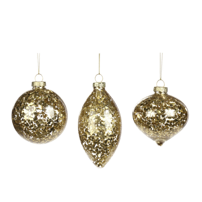GLSS FOIL BALL/FIN.ORN ASS/3 GLD/CLR 8CM