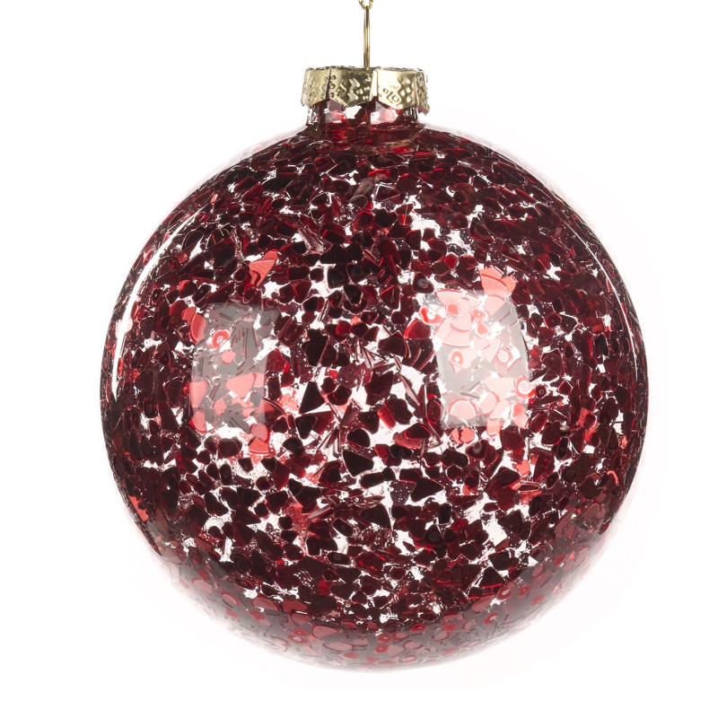 GLSS FOIL BALL RD/CLR 10CM