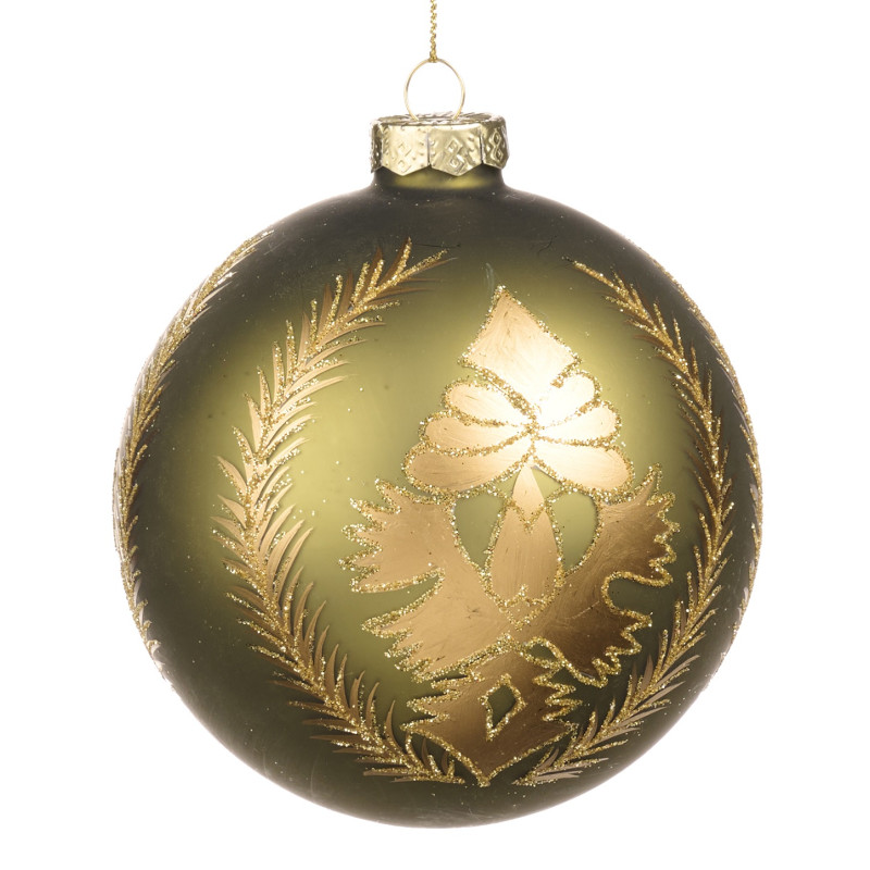 GLSS CREST/VINE BALL GRN/GLD 10CM