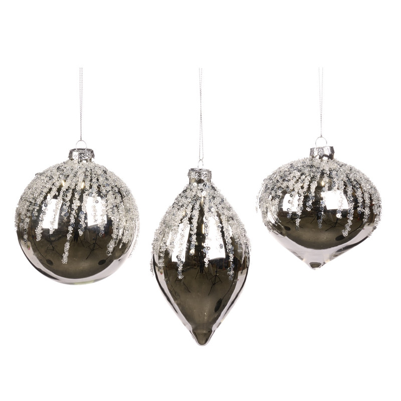 GLSS SEQ.TOP BALL/FIN.ORN ASS/3 SLV 10CM