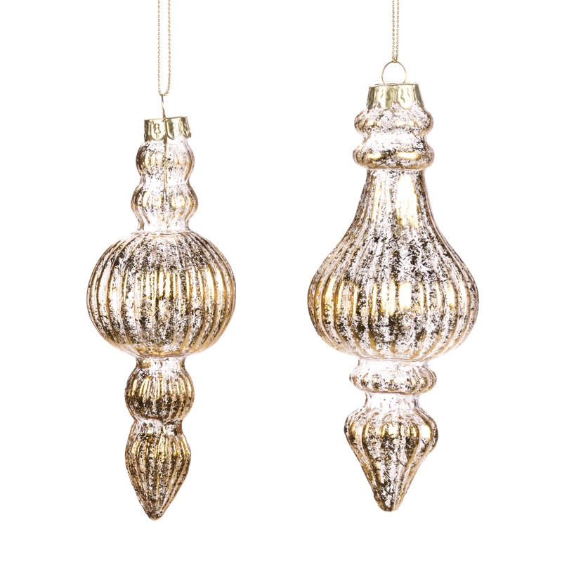 GLSS 3D RIBB. FIN.ORN ASS/2 GLD/CLR 16CM