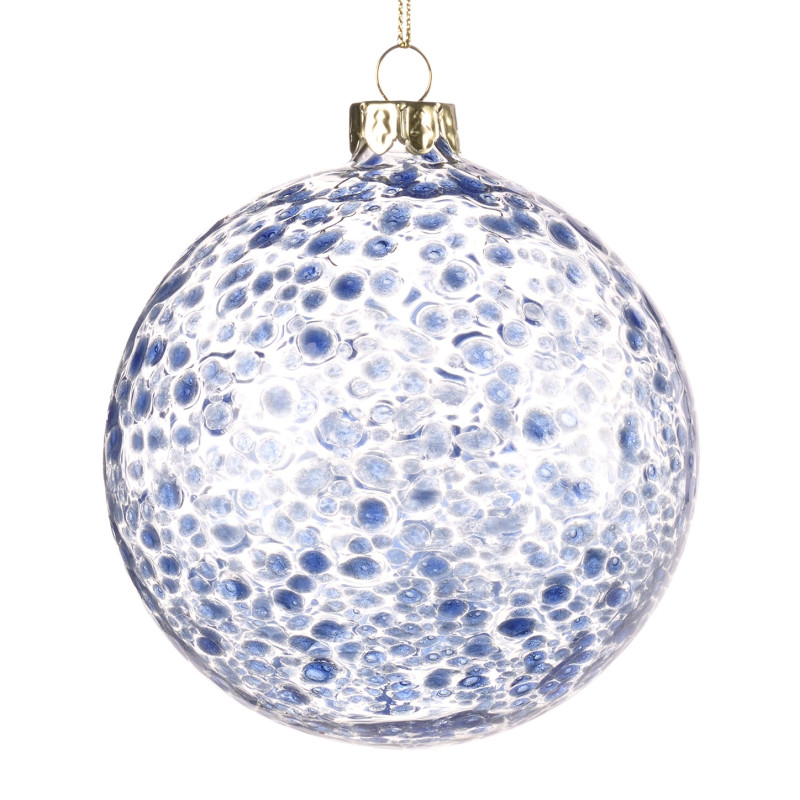 GLSS SPOTTED BALL BLU/CLR 10CM