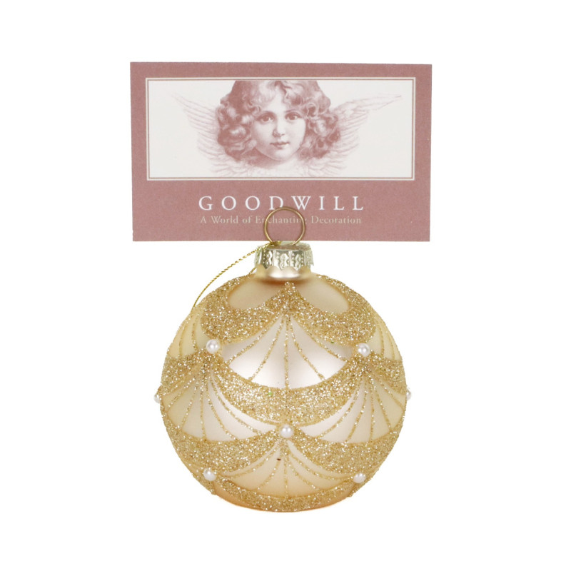 GLSS GLT SWAG BALL CARDHOLDER TT CRM/GLD 8CM