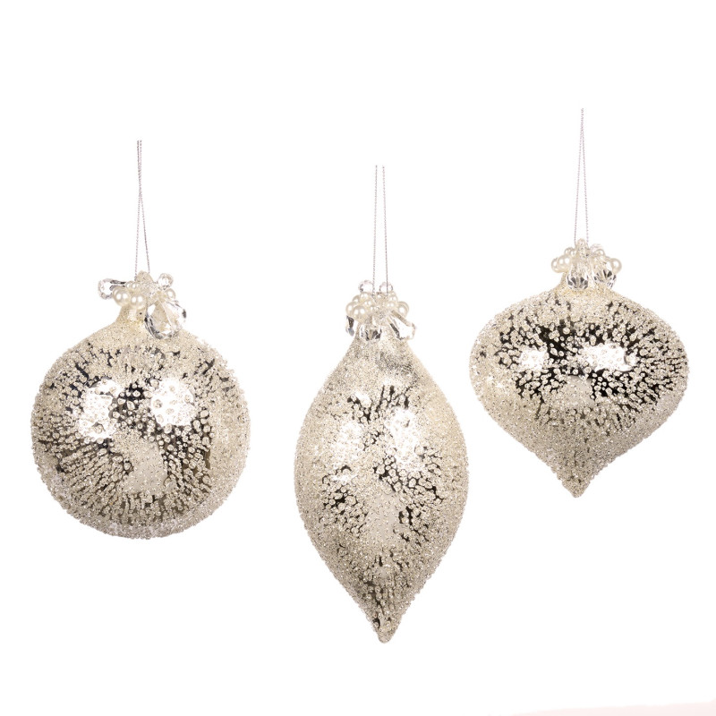 GLSS PEARL TOP CRUSH BALL/FIN.ORN ASS/3 SLV 10CM