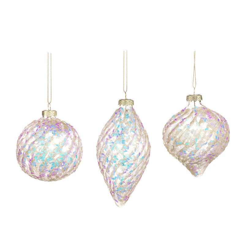 GLSS IR.FOIL/SWIRL BALL/FIN.ORN ASS/3 MULTI 8CM