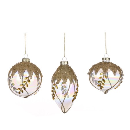 + GLSS BD.TOP VINE BALL/FIN.ORN ASS/3 GLD/CLR 8CM