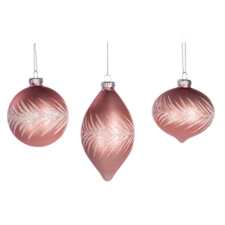 + GLSS GLT VINE RING BALL/FIN.ORN ASS/3 LT PNK 8CM