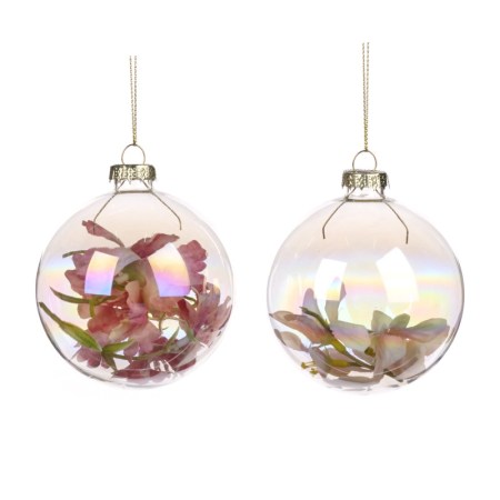 + GLSS FLOWER FILLED BALL ASS/2 CLR/PNK 8CM