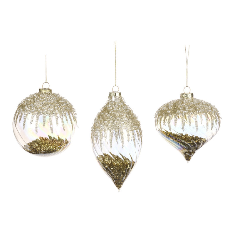 GLSS JEWEL GLT TOP BALL/FIN.ORN ASS/3 CL/GLD 10CM