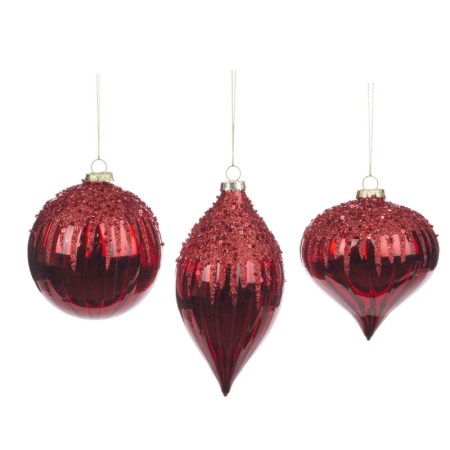 + GLSS GLT BEAD.TOP BALL/FIN.ORN ASS/3 RD 10CM