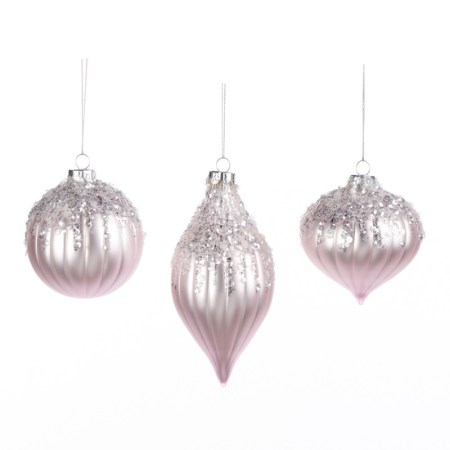 + GLSS JEWEL TOP STRIPE BALL/FIN.ORN ASS/3 PNK 8CM