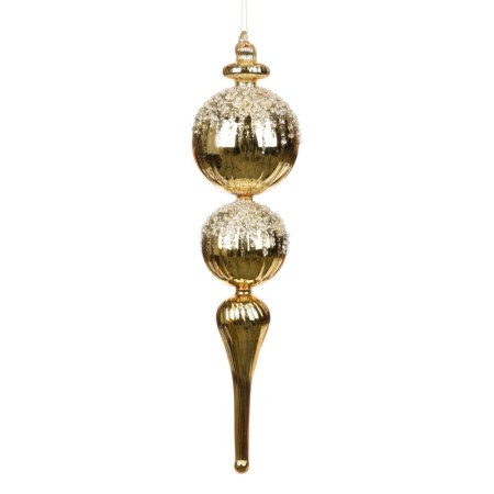 + GLSS JEWEL TOP STRIPED BALL FIN.ORN GLD 40CM